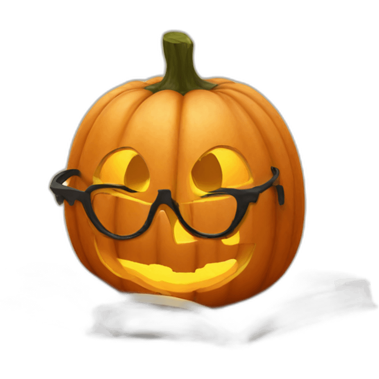 A halloween pumpkin reading a book emoji