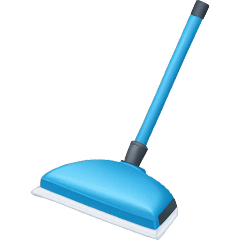 broom or vacuum cleaner, set against a blue background to symbolize a home cleaning session emoji