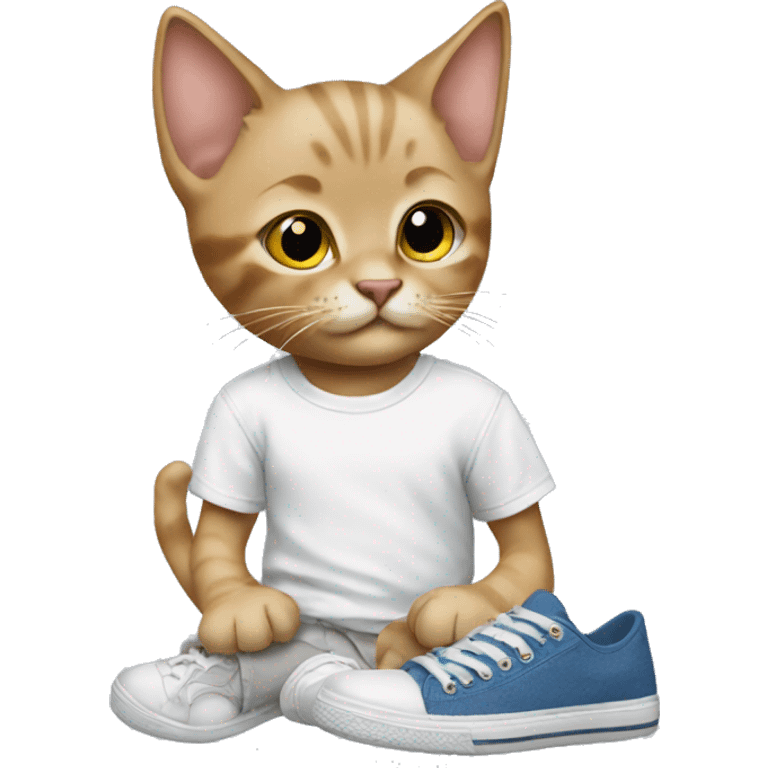 kitten wearing T-shirt and sneakers emoji