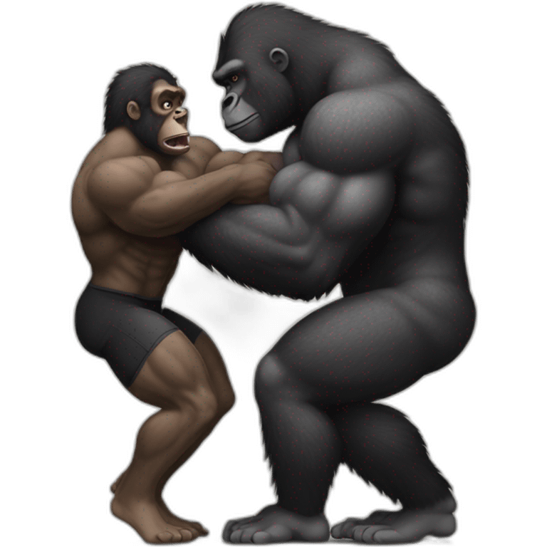 Very buff Gorilla beats man arms wrestling emoji