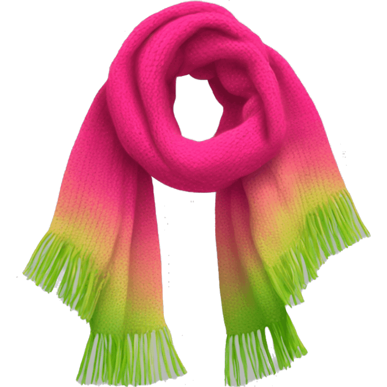 Realistic hot pink to lime green ombre winter scarf. emoji