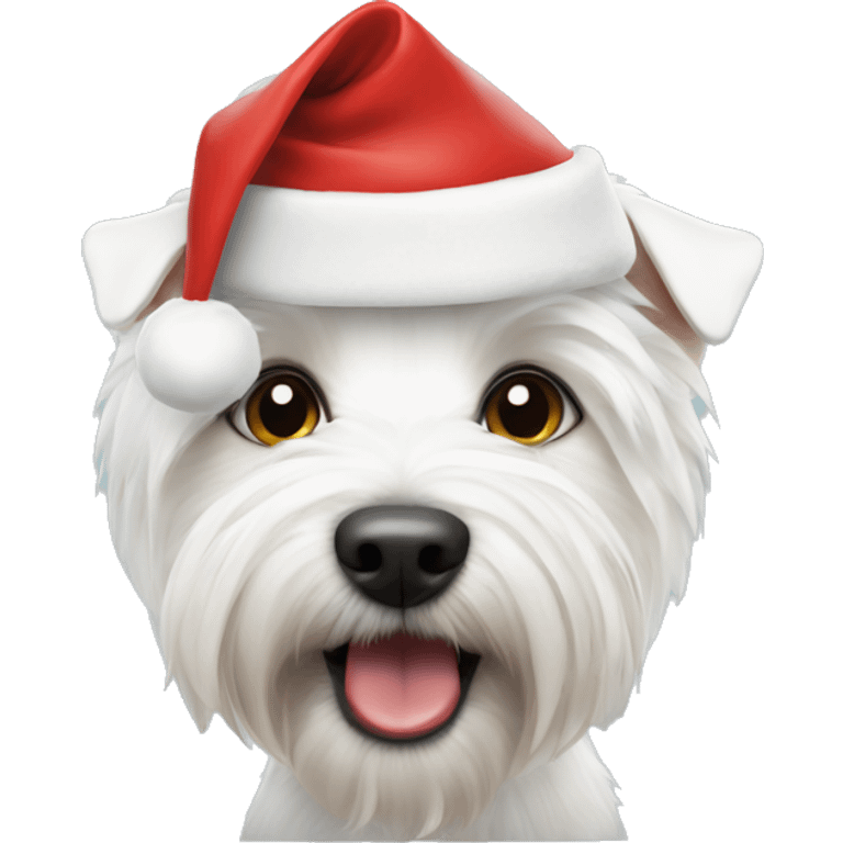 westie dog wearing santa hat emoji