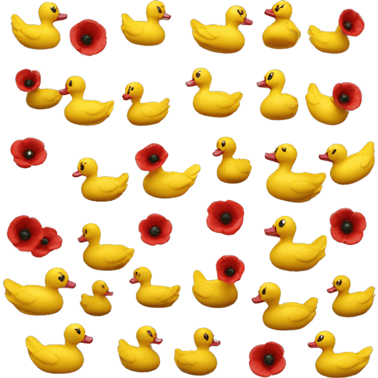 Poppy flower made from rubber ducks  emoji