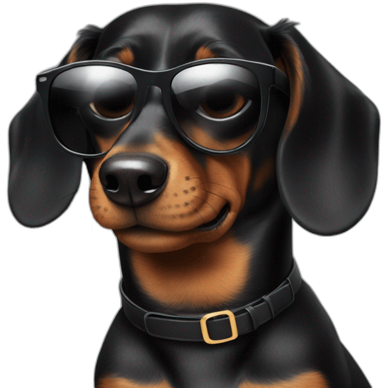 black dachshund in sunglasses close-up emoji