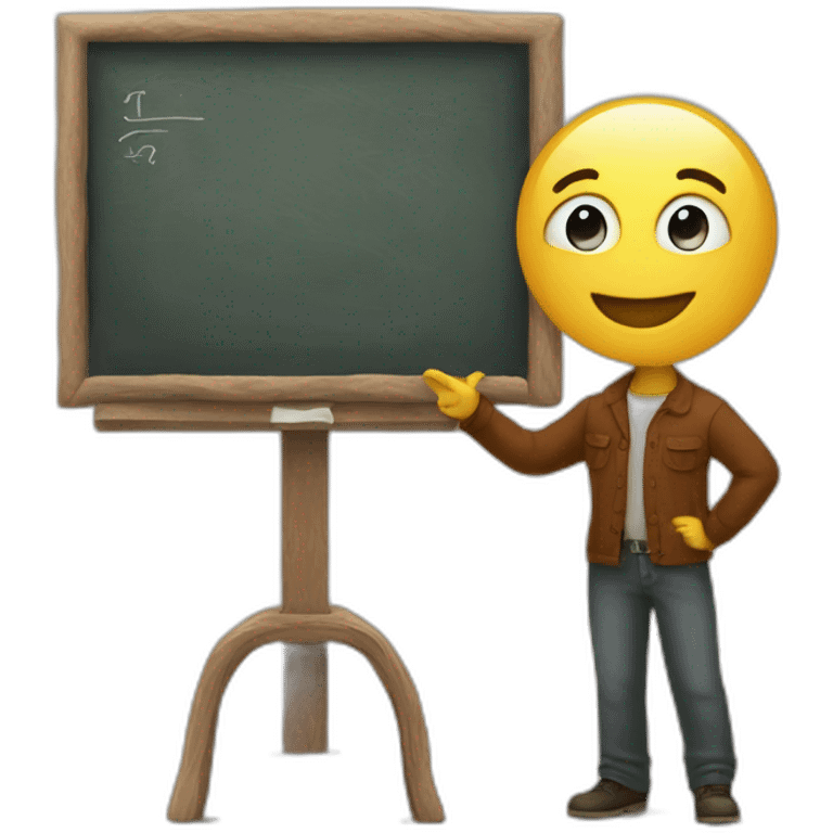 stands at the blackboard and teaches children histor emoji