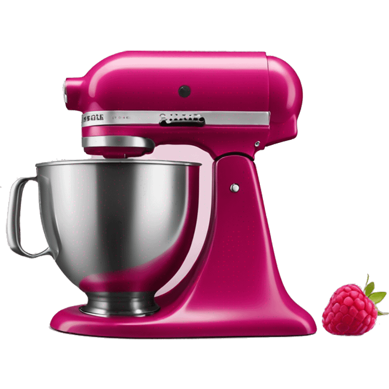 Realistic raspberry color kitchenaid mixer isolated. emoji