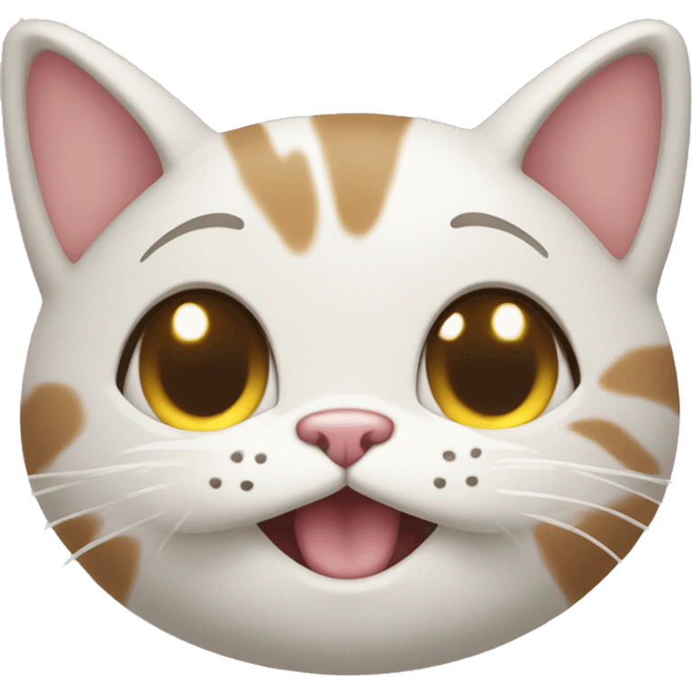 giggling cute cat with paw covering its mouth emoji