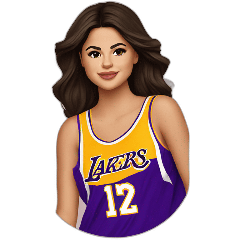 selena gomez wearing lakers jersey emoji