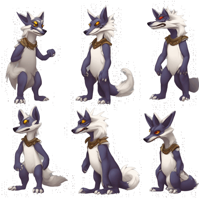 Cute Protogen-vernid-sergal-wickerbeast-fantasy-animal-fursona griffsnuff & LiLaiRa & Falvie full body emoji