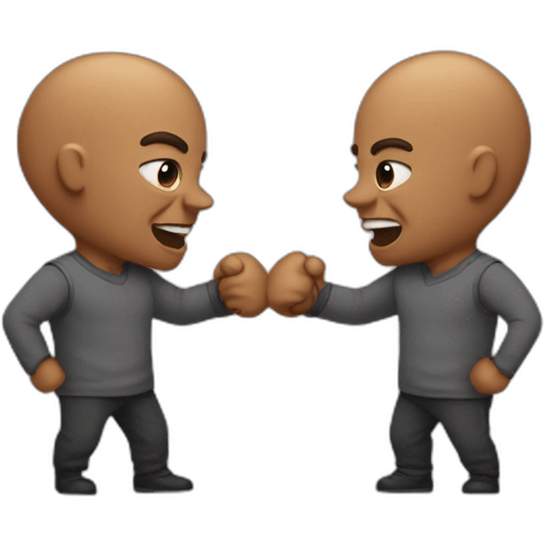 two small men with big heads fighting emoji