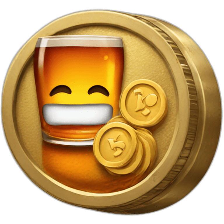 Coin with whiskey emoji