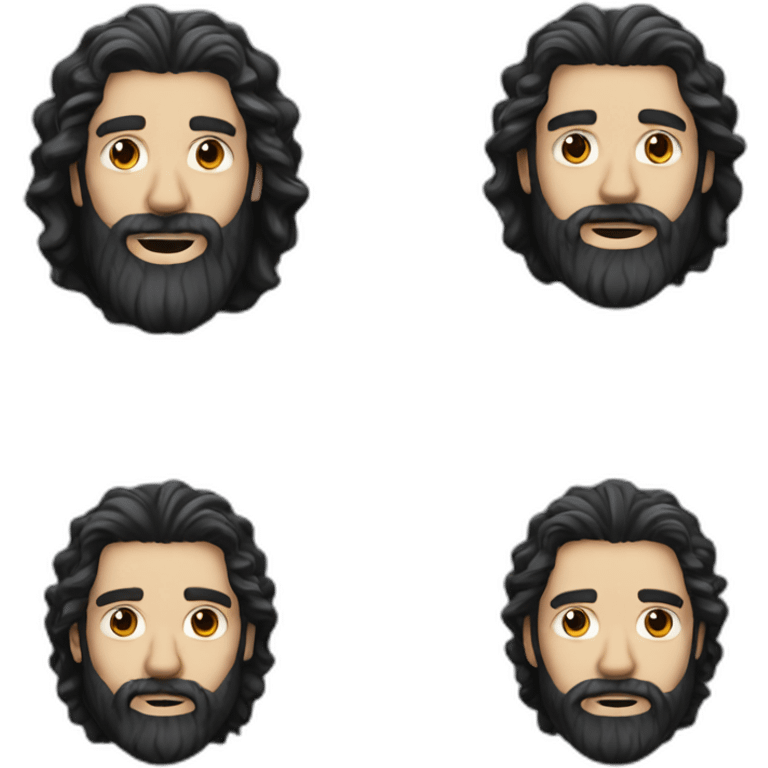 white man with very long curly black hair and a beard only face emoji