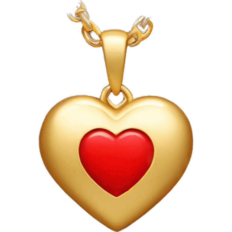 Gold necklace with red heart pendant emoji