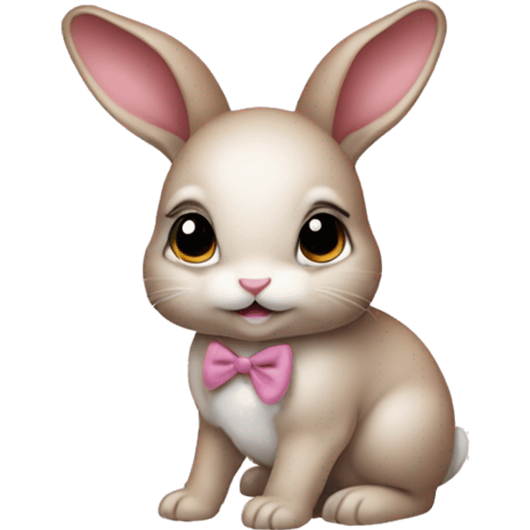 Baby bunny with coquette bow on ear emoji