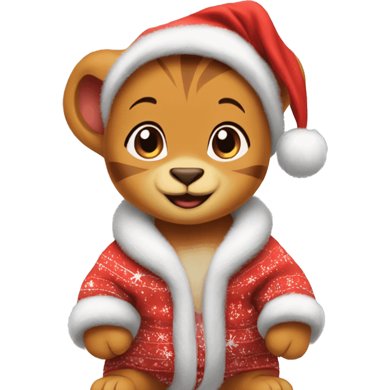 Baby Nala from Lion King wearing Santa pajamas  emoji