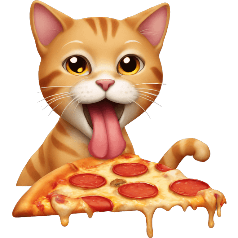 Cat eating pizza emoji