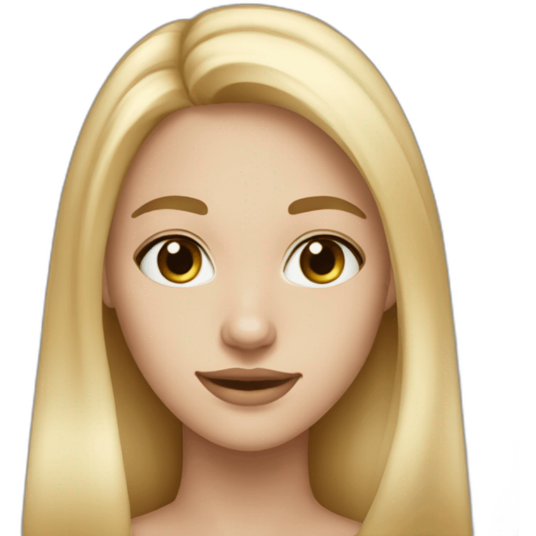 20 year old pretty girl, small sharp nose, long blonde hair, white skin tone. emoji