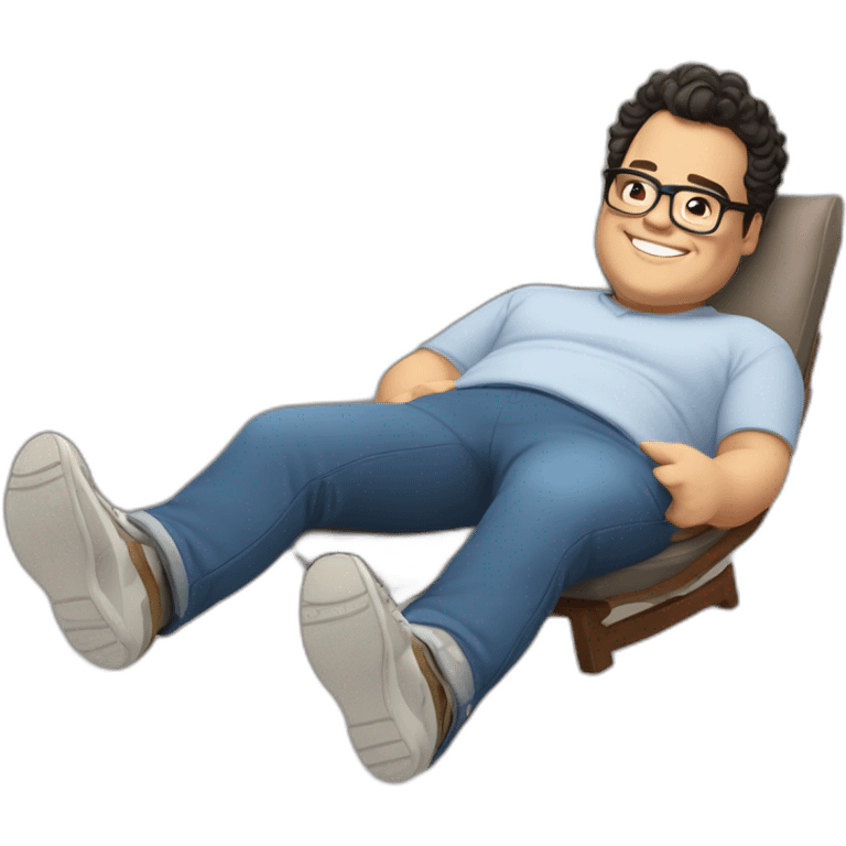 josh gad laying back cutely, soles of feet towards camera, no shoes emoji