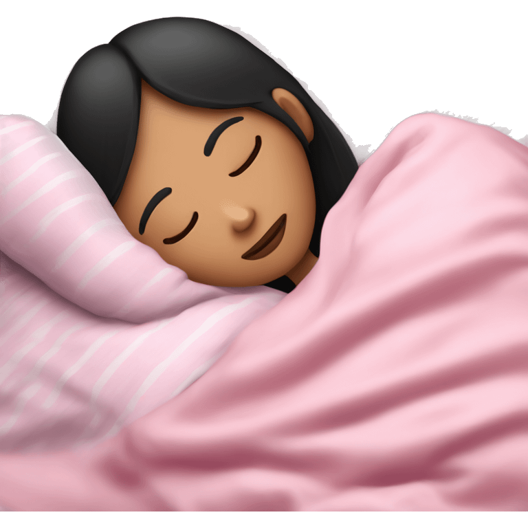 Pale girl with black hair and pink pyjamas sleeping emoji