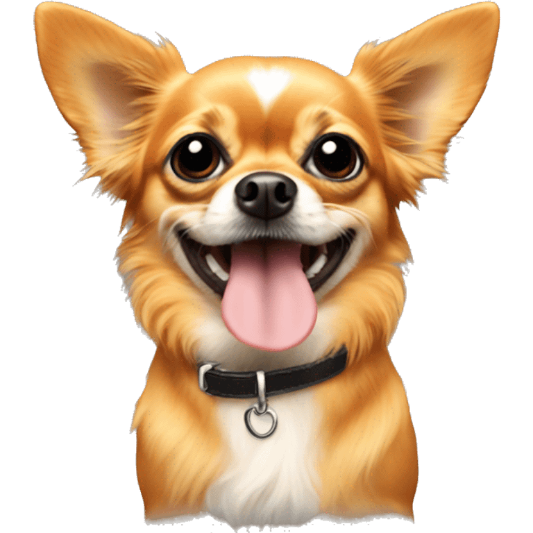 all orange long haired chihuahua with black mouth muzzle emoji