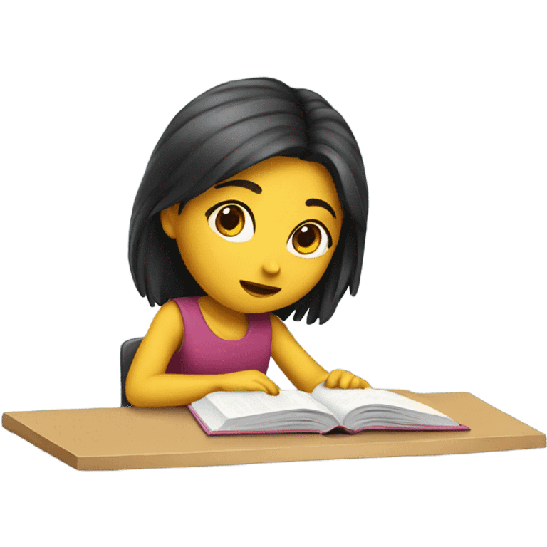 A girl studying emoji