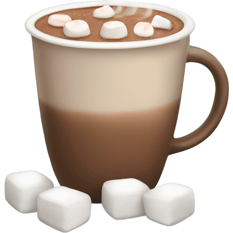 Light brown mug of hot chocolate with marshmallows  emoji