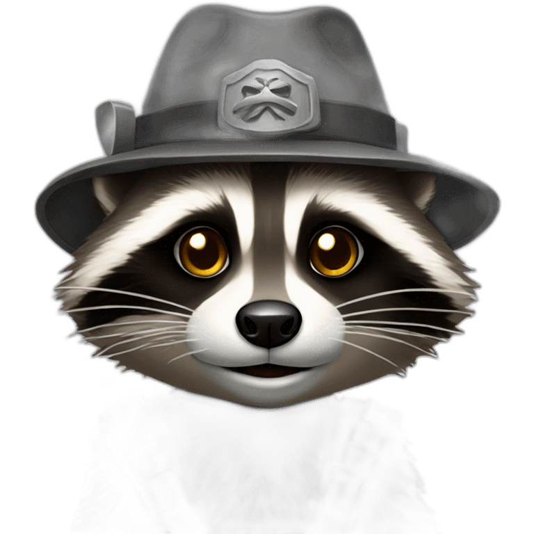 raccoon with a metal logo hat emoji