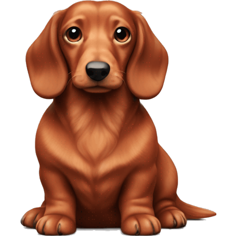 Chunky Miniature red long haired dachshund whole body emoji