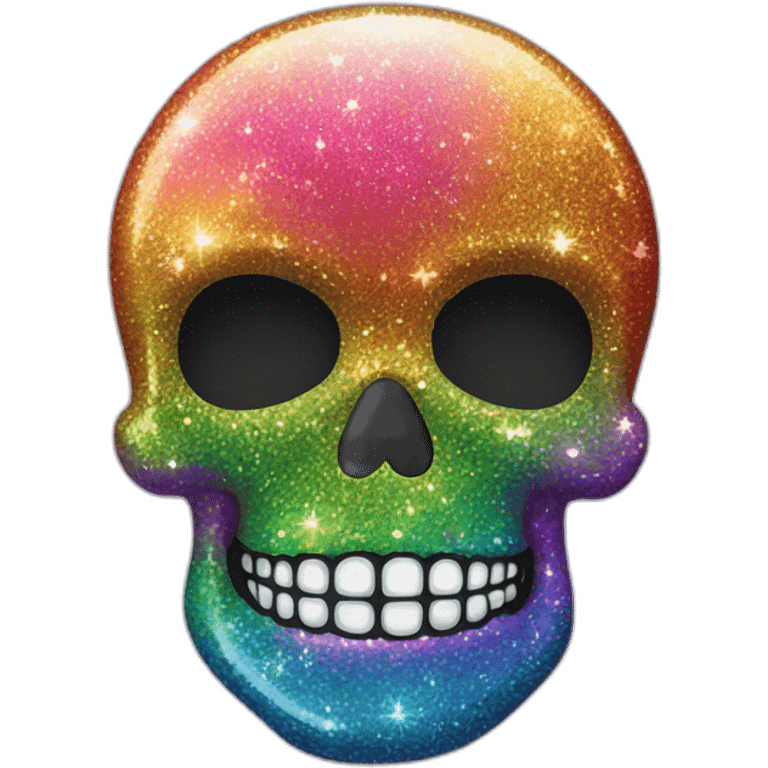 Rainbow glitter sparkle skull emoji