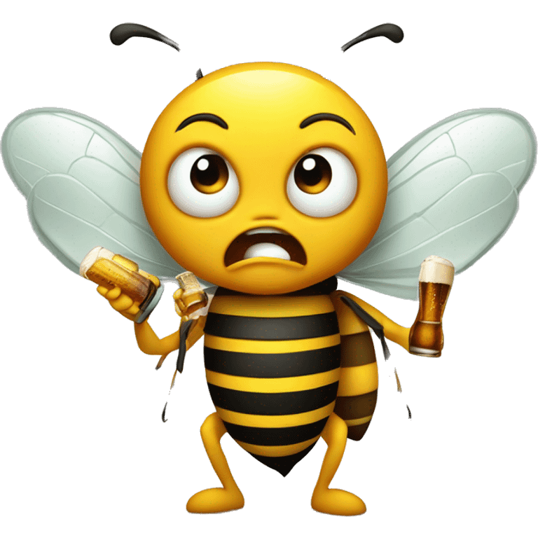 Angry bee with beer emoji