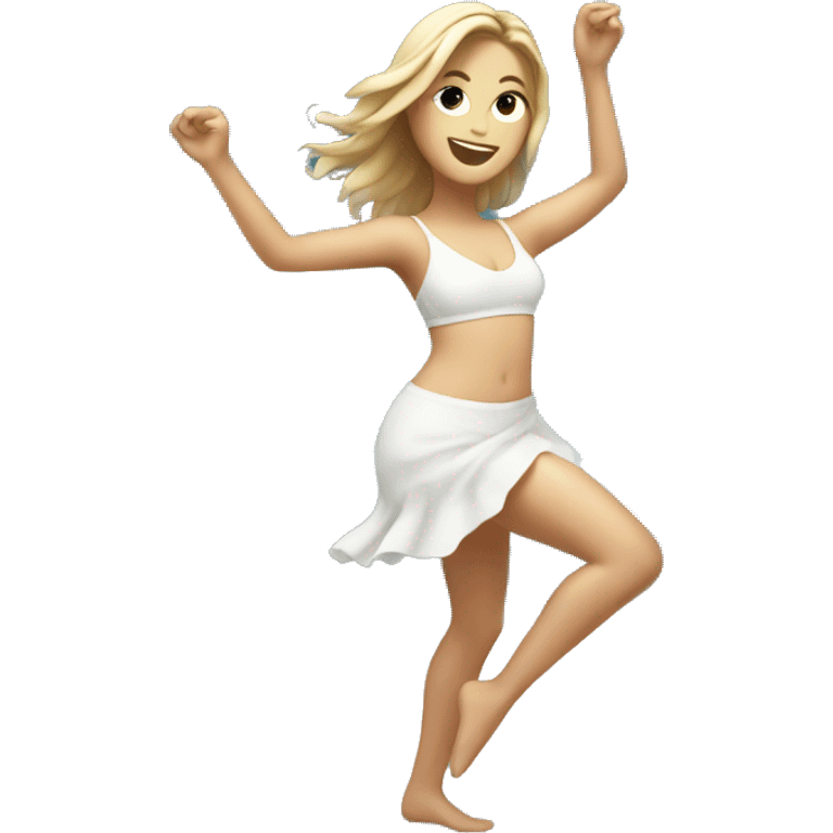 White girl dancing in the beach emoji