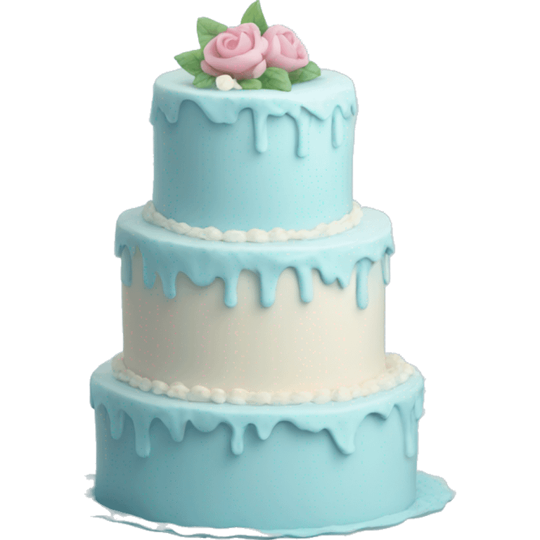 Three tier pastel blue cake emoji