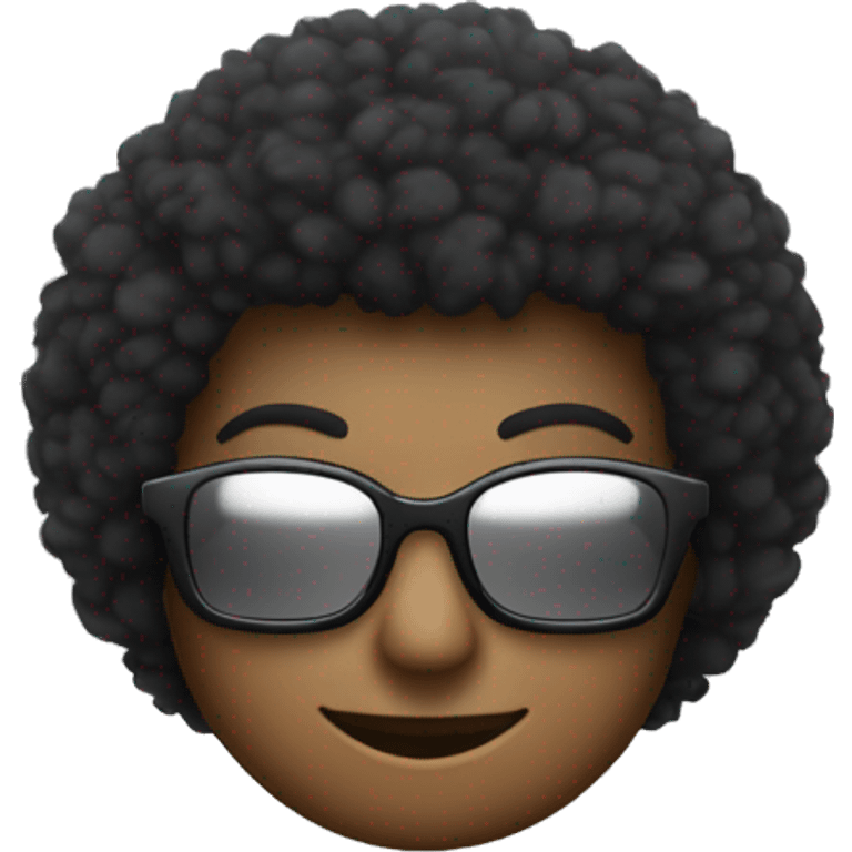 Noir avec des cheveux afro, avec des lunettes de soleil et un sourire charmeur emoji