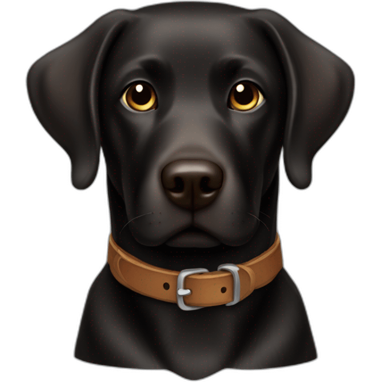 Black labrador with leather brown collar emoji