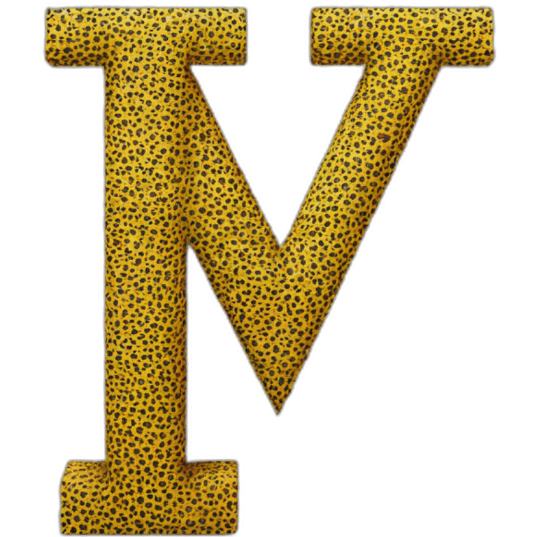 Letter "M" made of cube of pixels with cheetah pattern emoji