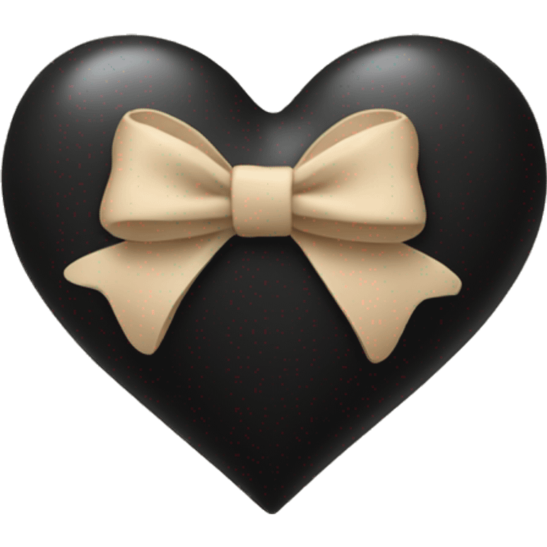 black heart with beige bow emoji