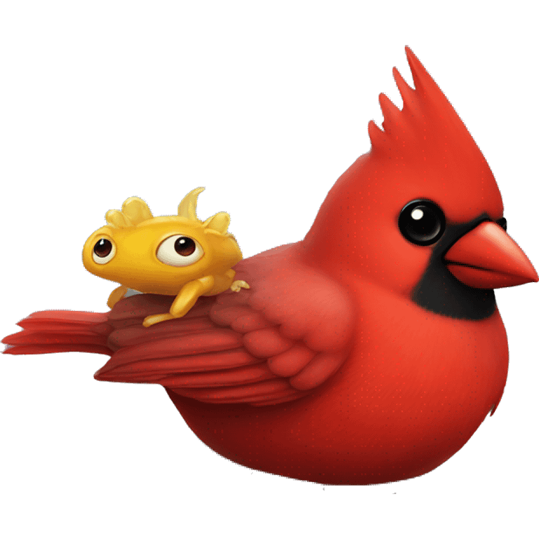 Cardinal cuddling with sea slug emoji