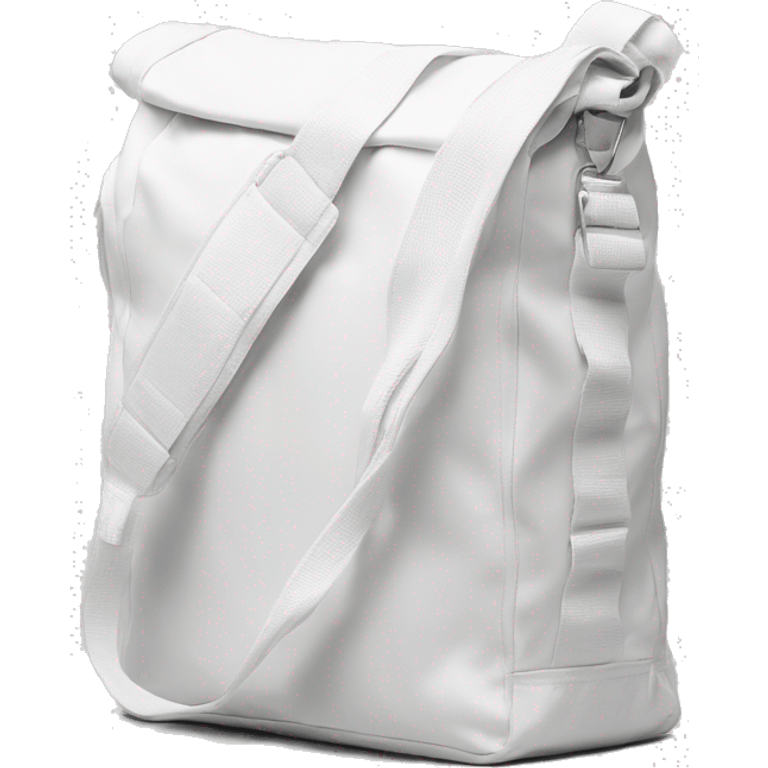 all white shoulder gym bag, white strap emoji