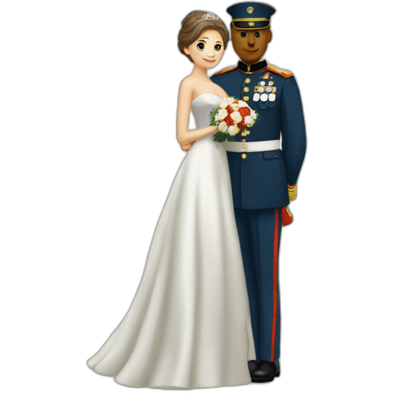 Homme militaire mariage avec femme robe blanche emoji