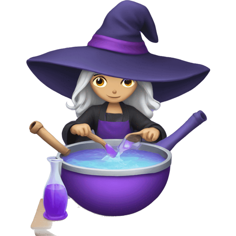 Witch cooking purple water potion emoji