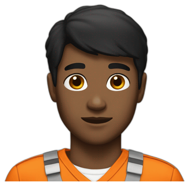 white boy black hair in orange prisoner uniform emoji