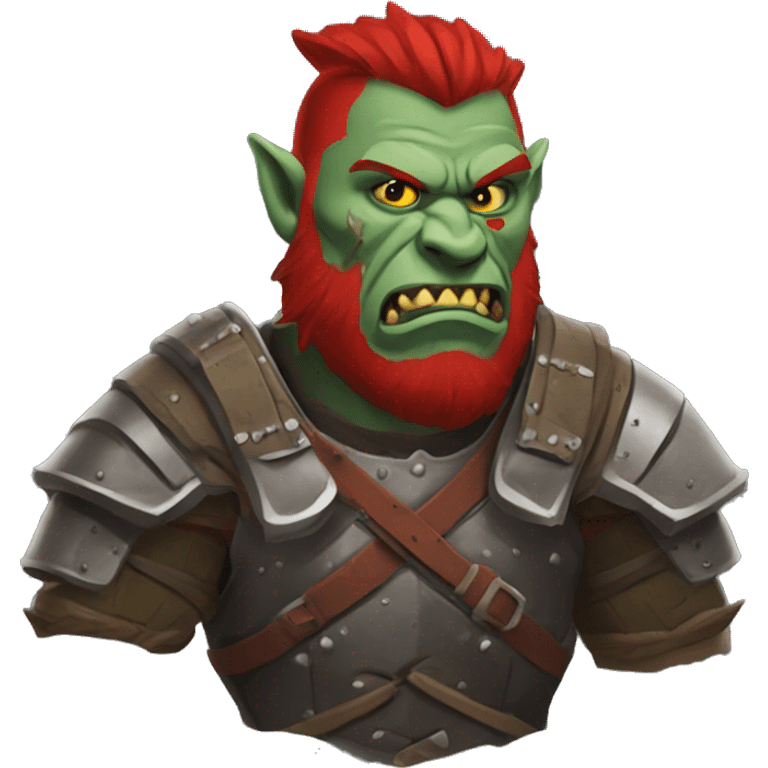 Armored Berserker orc with red beard & red mohican emoji