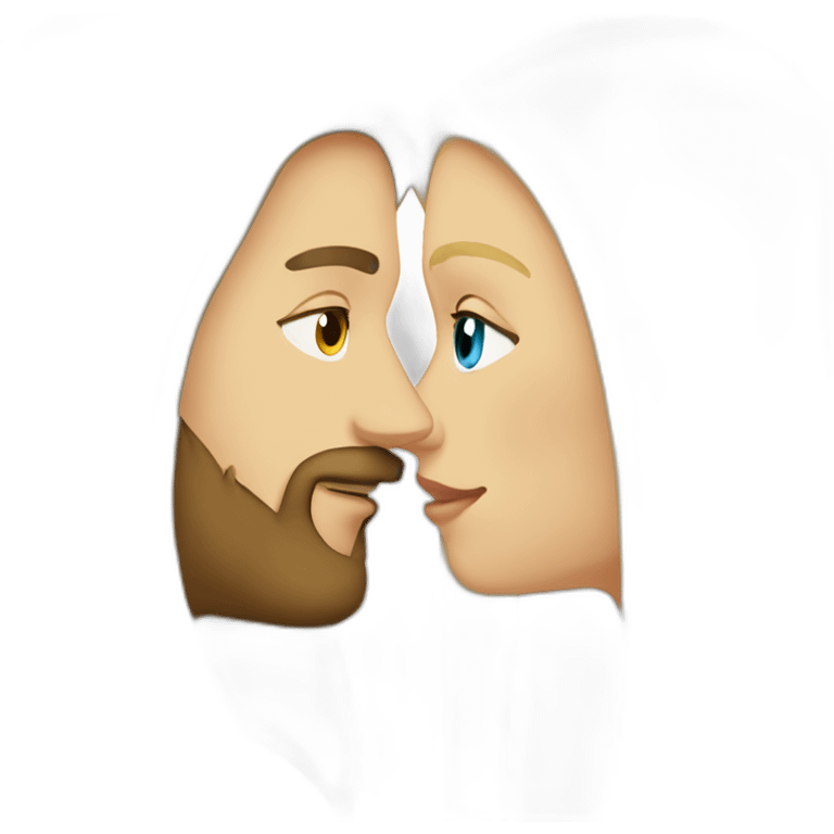 couple kissing -consisting-a-white-girl-with-dark-long-straight-hair,and-a-white-man-with-blonde-hair-blue-eyes-and-beard emoji