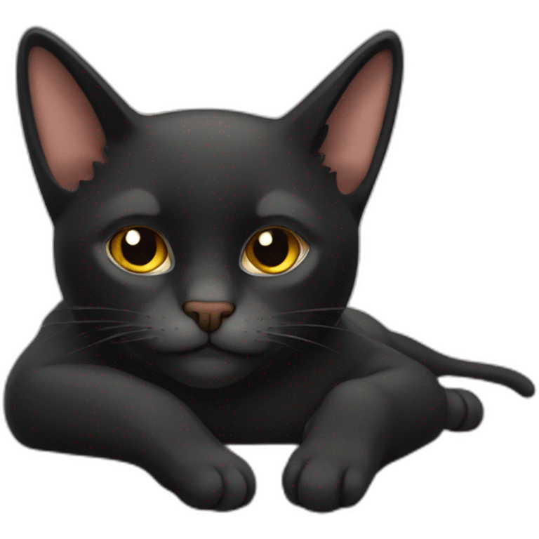 Gato preto dormindo emoji