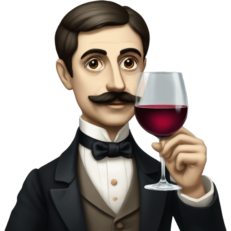 marcel proust with a glass of wine emoji