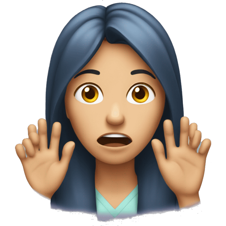 Woman shocked hand on his head emoji