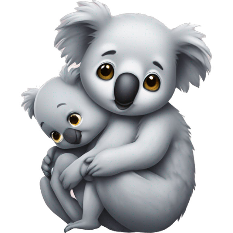 Baby chiken hugging koala  emoji