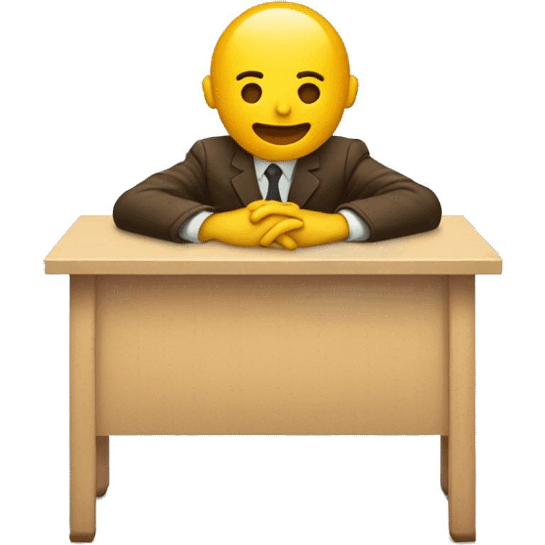 two hands crossed on top of a student desk  emoji