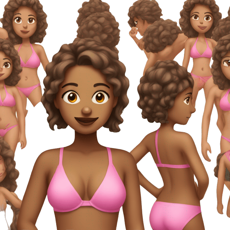 Brown girl in pink bikini emoji