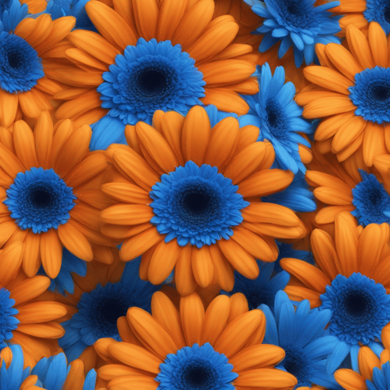 3 GERBERAS de color naranja, amarillo y azul  emoji